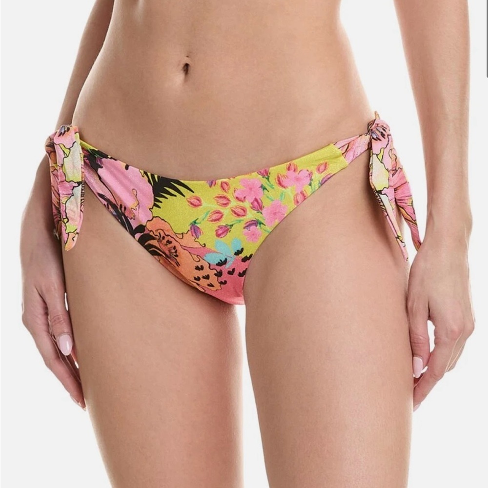 Agua Bendita Haim Praia Self Tie Metallic Pink Swim Bikini Bottoms Womens 2XL